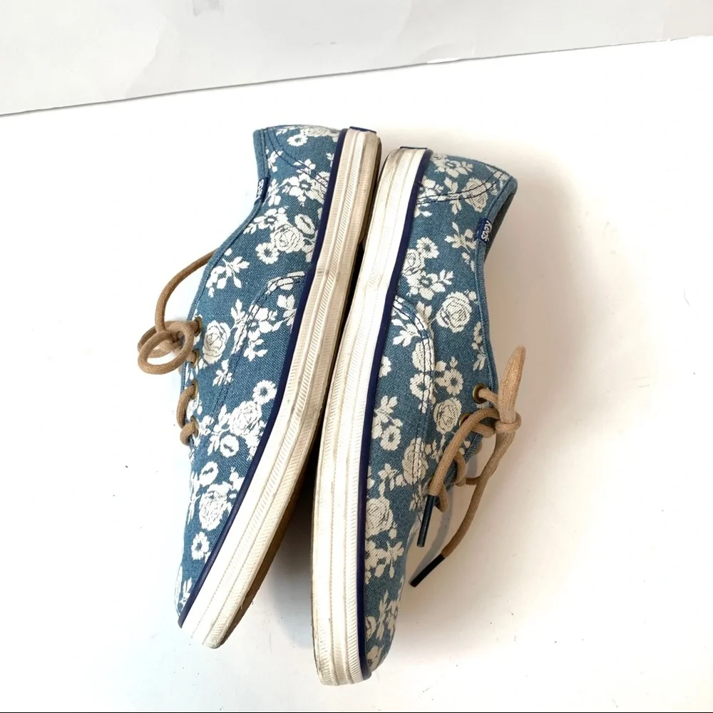 KEDS Blue Denim Floral Lace Up Sneakers—SZ. 6 - Picture 8 of 11